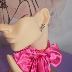 Double Heart Earrings (Silver)